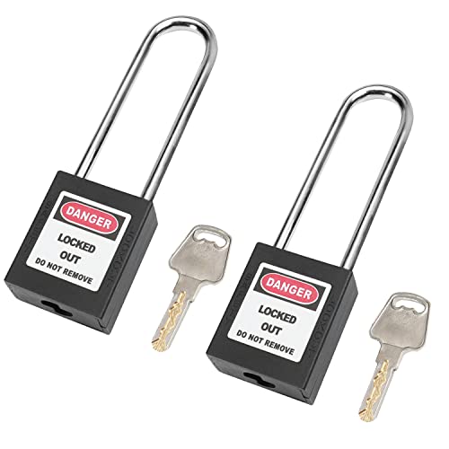 Image of Lockout Tagout Locks Safety Padlock Loto Locks Keyed Alike PA Lock Out Tag Out Steel Shackle Small Luggage Padlocks Black 2PCS