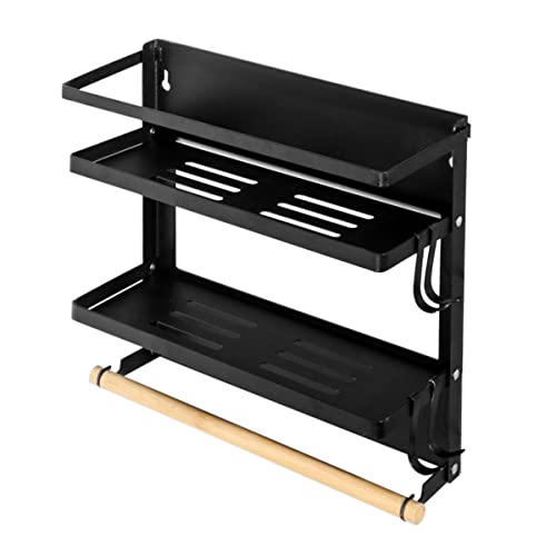 Redwestmelon Foldable Magnetic Spice Rack Fridge Storage Organiser Refrigerator Side Rack Multifunctional Kitchen Shelf (2 Tier)