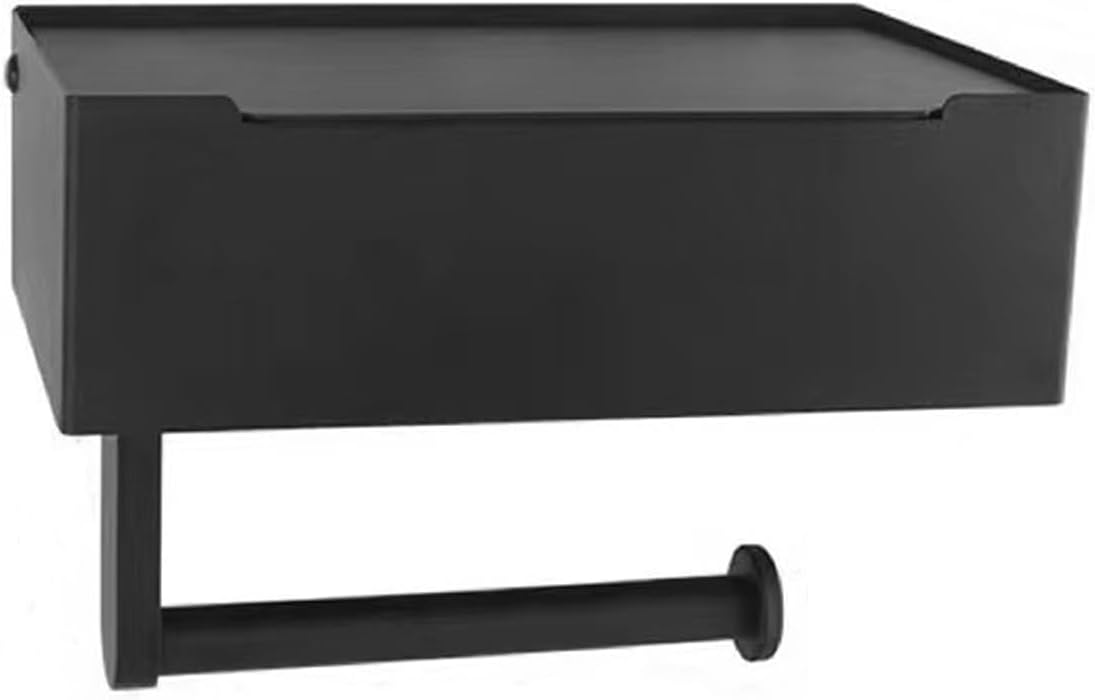 Toilet Paper Holder Stand with Storage Box 304 Stainless Steel Tissue Box Bathroom Tissue Holder Toilet Paper Holder Punch-Free Storage Rack Roll Paper Holder Toilet Paper Box (Style D)