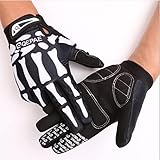 EXCEREY Skull Ghost Riding MTB Bike Gloves Non-Slip Full Finger Off-Road for Running Climbing Riding Biking Outdoor Sports, Gift for Men Women (White, Size XL)