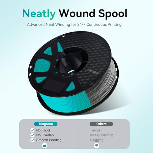 Image of Kingroon 1.75mm PLA Filament 10KG Bundle 10x1KG Spools, Dimensional Accuracy + /- 0.02mm, Tangle-Free PLA Multi-Color Pack,(Turquoise Green+Blue+Purple+Brown+Black+White+Grey+Red+Yellow+Forest Green)