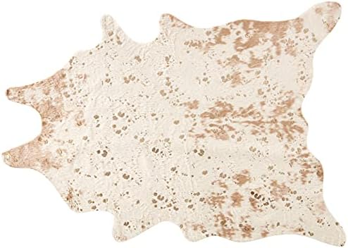 Signature Design by Ashley Jaxith Farmhouse 5 x 7 Medium Pile Cowhide Rug, Ivory & Tan