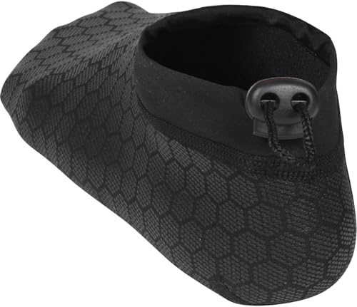 Neoprene Reef Booties with Ankle Drawstring - 1.0mm Thick Water Socks for Surfing, Wakeboarding, Waterskiing & All Watersports - Non-Slip, Secure Fit, and Lightweight Black