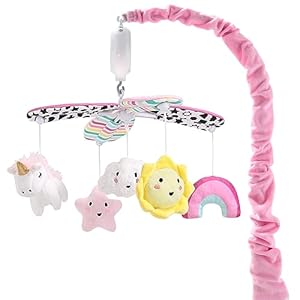 The Peanutshell Crib Mobile for Girls, Unicorn, Stars, Rainbow, Montessori Inspired