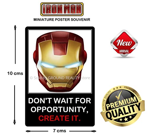 Image of LADY HAWK Iron Man Arc Reactor Poster Motivational and Inspirational Quotes Miniature Picture with magnetic backing. Directly sticks to any Metal Surface. Size 10x7cms Ironman Poster Series (AV47)
