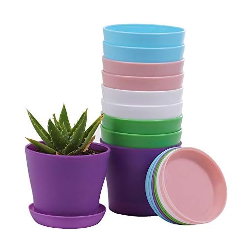 10 Pcs Plastic Planters Indoor Flower Plant Pots, Mini Flower Seedlings Nursery Pot/Planter/Flower Pot with Pallet, Modern Decorative Gardening Containers …