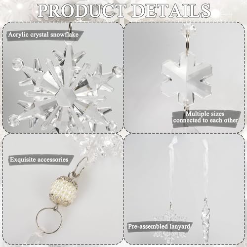 Guasslee 18SNOWFLAKE ORNAMENTS 18Pcs Crystal Christmas Ornaments For Tree Decorations-Hanging Acrylic Snowflake Icicle Ornaments thumb #5
