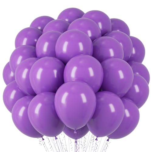 Image of Voircoloria Purple Balloons, 66pack 12inch Purple Latex Party Balloons for Halloween, Graduation, Wedding, Birthday, Baby Shower, Anniversary, Valentine's Day Party Decorations