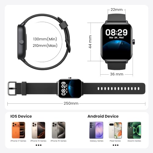 Smartwatch Herren Damen 1.85″ Smart Watch mit Alexa, Herzfrequenz/ SpO2/ Kalorien/ Stress- und Schlafmonitoring, IP68 Wasserdicht Sportuhr mit Telefonfunktion, 100+ Sportmodi Fitnessuhr für-7