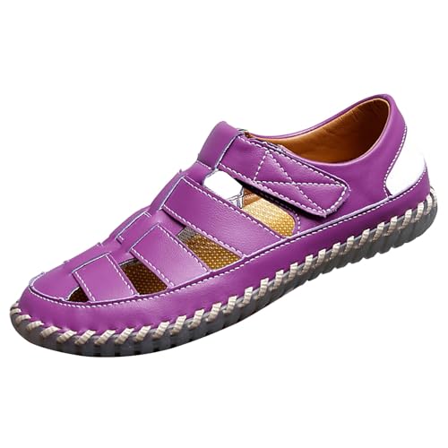 Chaussures d'été respirantes en cuir violet : cadeau femme T40.5