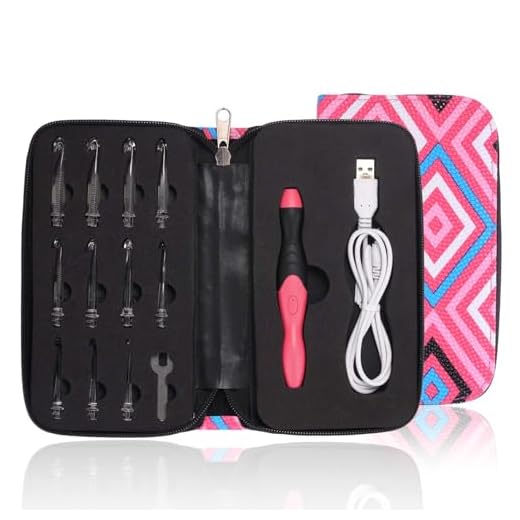 Knitly Lighted Crochet Hook,11 Size Interchangeable Heads 2.5mm to 8.0mm with Ergonomic Grip Handles,Rechargeable Light Up Crochet Hook with Woven Case for Arthritic Hands