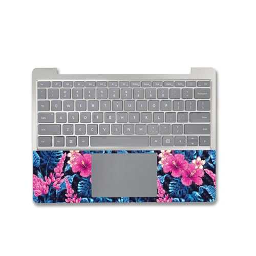 Image of MightySkins Carbon Fiber Skin Compatible with Microsoft Surface Laptop Go 3 (2023) Full Wrap Kit - Contrast Hibiscus | Protective, Durable Textured Carbon Fiber Finish | Made in The USA