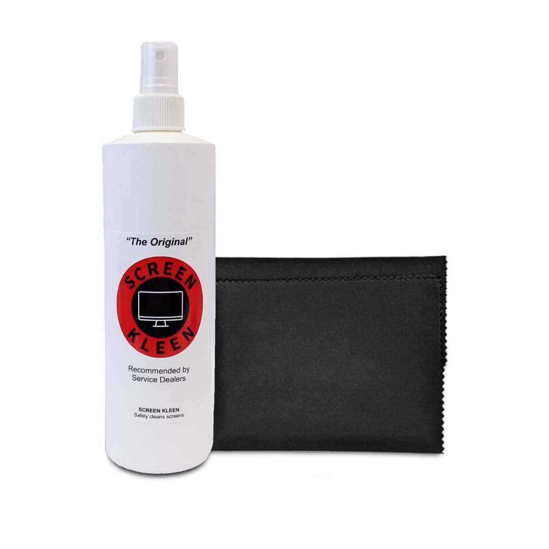 Screen Kleen The Best 100% Safe Premum Screen & Lens Cleaner w/Microfiber Cloth Safe for Any Screen or Lens Coating Streek Free Residue Free (16oz)