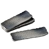 Uaral Japanese Sushi Plates Stoneware Rectangular Plate Sashimi Plates Creative Plates 12.5inch Set of 4(Midnight Blue)