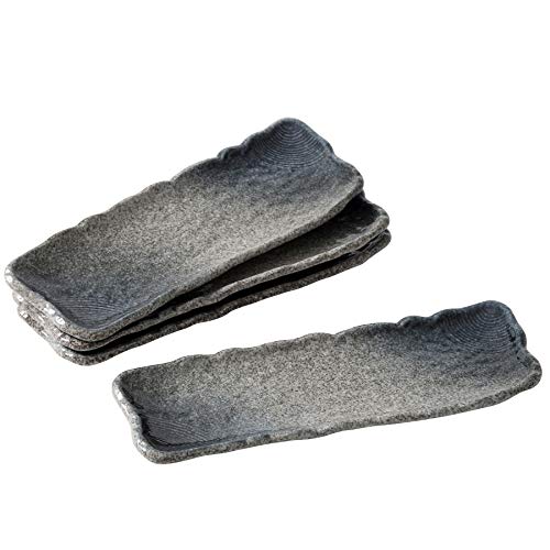 Uaral Sushi Plate Rectangular Serving Platter Japanese Sushi Plate Set 12.5 Inch Set Of 4 (Dark Blue) #TOP8