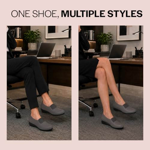 Image of FAUSTO Women Classic Formal Slip On Shoes | Platform Heel Shoe for Office Meeting Events | Easy Pull On Shoes with All Day Comfort