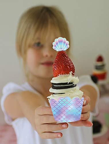 Laventy Set Of 20 Mermaid Cupcake Toppers Mermaid Cupcake Wrappers Mermaid Party Supplies Decorations For Birthday Party #TOP5