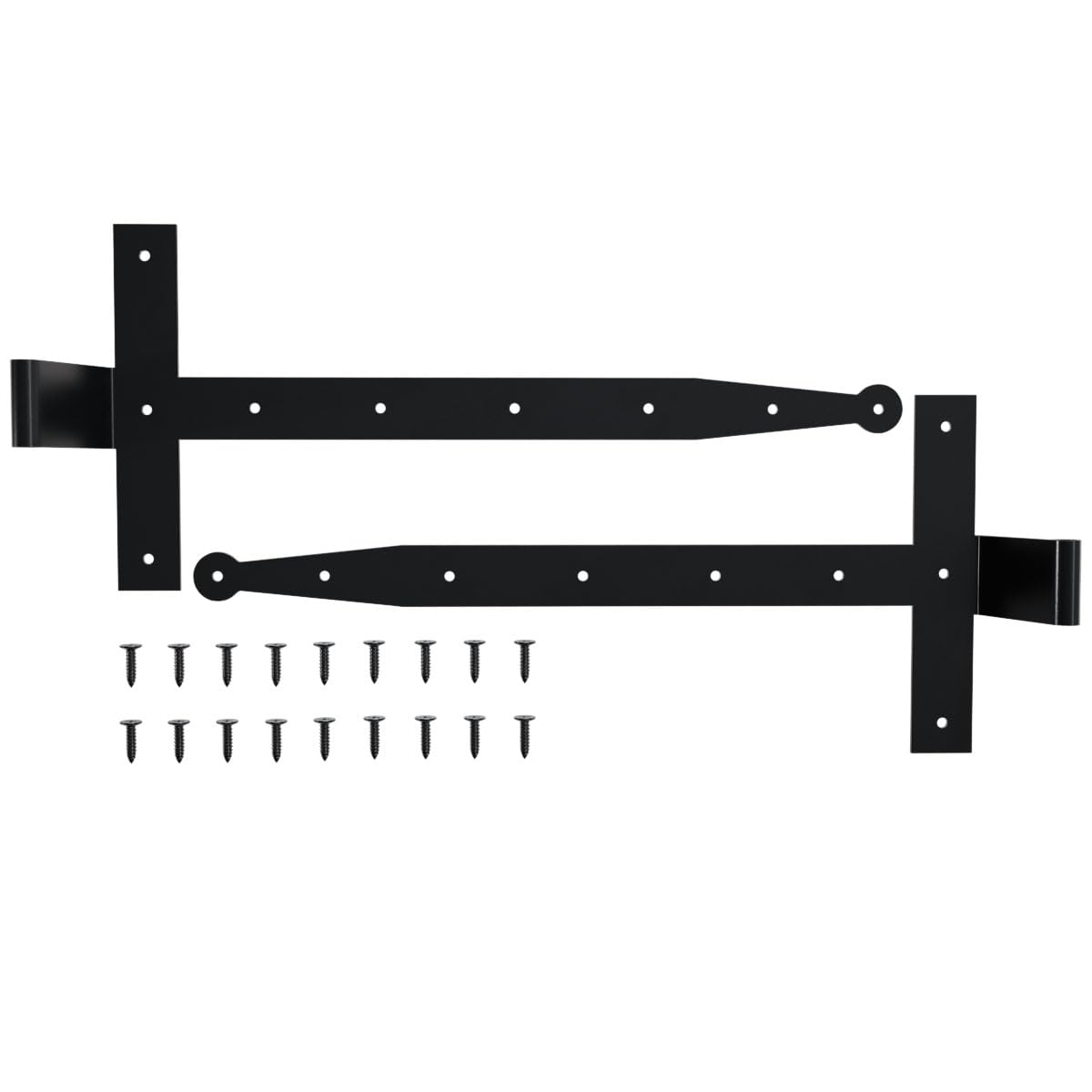 Ekena Millwork SteelTek T-Hinge, 304 Stainless Steel, Powder Coated, Black, 17" L x 8" H, 2-1/4" Offset, Shutter Mounting, Sold as Pair