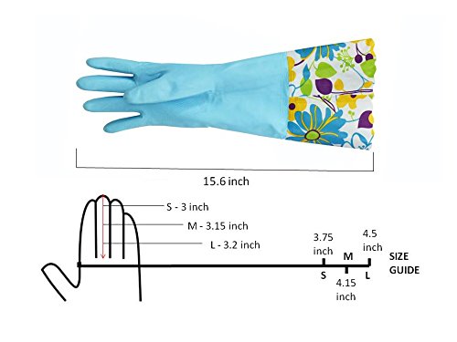 Finnhomy 31229 Household Gloves Latex Free Cleaning Gloves With Soft Fiber Lining Extra Long Cuff 15" And Vinyl Textured Grip 2 Pair Large #TOP6