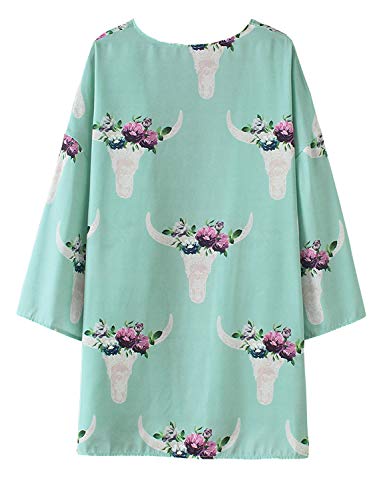 MayBuy Kimonos for Women Open Front Cover Ups for Swimwear Women Wrap Top (Light Green, XL) - Thumbnail 5