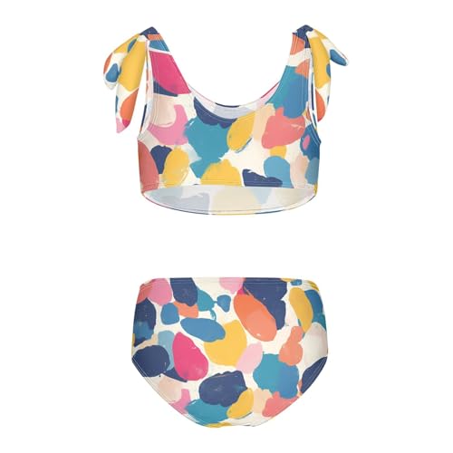 KLL Abstract Watercolor Girls' Two Piece Bikini Sets Beach Swimsuit Swimwear Adjustable Strap2