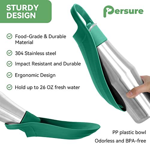 Dog Water Bottle, Portable Dog Water Bottle Dispenser - 27 Oz Stainless Steel Leak-Proof Water Bottle For Dogs On The Go, Perfect For Travel, Walking, Hiking And Outdoor Activities (Green) #TOP4