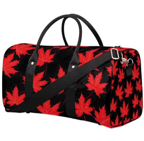Travel Duffel Bag, Autumn Fall Maple Leaves Pattern Sports Tote Gym Bag Foldable Western Aztec Weekender Bag Carry on Luggage Handle Bag Overnight Shoulder Bag for Women Men,A-815