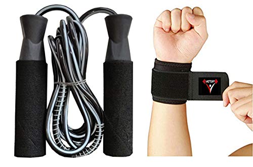 VICTORY Combo -Jumping Skipping Rope with Neoprene Wrist Support (1 Pc) for Training, Exercise and Workout # Man,Woman #Black (B088C25MWG) Amazon Price History, Amazon Price Tracker