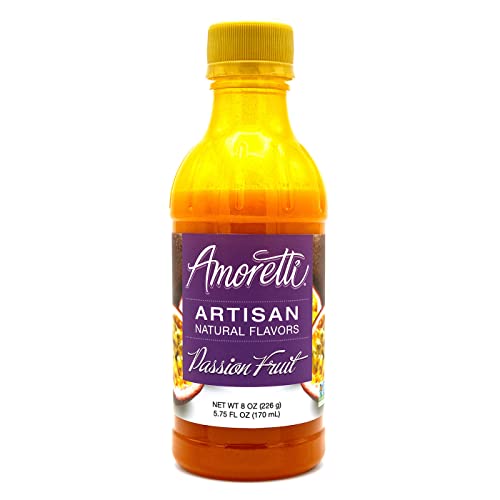 Amoretti - Natural Passion Fruit Artisan Flavor 8 oz - Perfect For Pastry, Savory, Brewing, and more, Preservative Free, Vegan, Gluten Free, Kosher Pareve, No Artificial Sweeteners, Highly