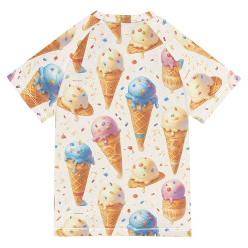 Cartoon Ice Cream Bathing Suit Kids UV Protection Sports Clothes Swimwear Beach Tops 3T2