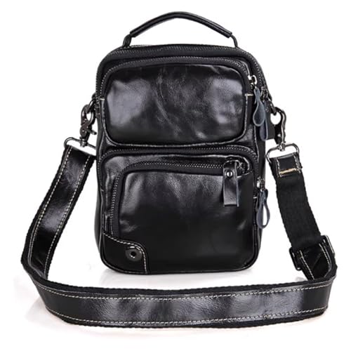 Leather Crossbody Bag with Strap, Waterproof, Men Women Messenger Backpack, Small, for Business Travel Work