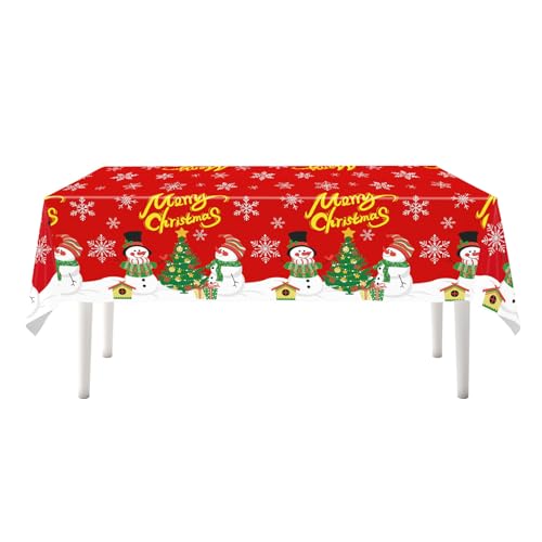 Tourima Tischdecke Weihnachten 274x137cm, Rote Weihnachtstischdecke...