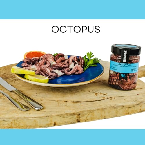 Renna, Fresh Whole Wild Octopus Tentacles in Oil, 10.58oz, Tender, Mediterranean Seafood Salad, Product of Italy, Ready-to-Eat Octopus, Preserved Appetizer, 10.58 oz
