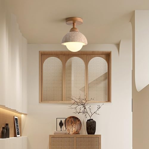 Lámpara de techo de estilo wabi sabi semiempotrada para dormitorio y salón 4