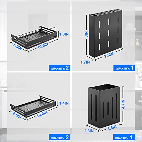Divantree Wall Mounted Kitchen Organizer And Storage, Removable Pot And Pan Rack Set, Spacesaving And Multifunctional Silverware Storage For Veg And Utensils With Multiple Holders And Hooks(Full Set) #TOP2