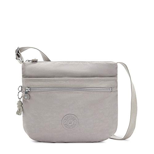 Image of Kipling womens WomenA's Arto Bag, Lightweight Everyday Purse, Casual Nylon Shoulder Crossbody Bag, Grey Gris, 11.25 L X 10.25 H X 1.5 D US