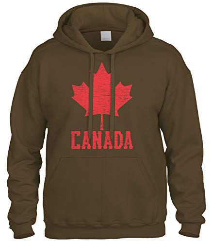 Canadian Flag Canada Maple Leaf Sweatshirt Hoodie Hoody (Brown, Small)