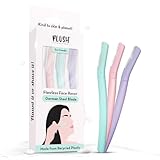 Plush Flawless Reusable Face Razor for Woman (Pack of 3) | Eyebrow & Facial razor with Single German Steel Blade | Instant & Painless Hair Removal for Upper Lips, Forehead, Sideburns | Prevents Razor Burns