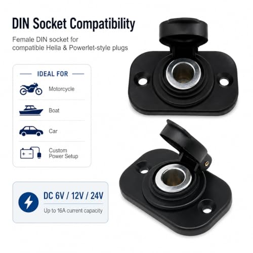 Image of Cliff Top Waterproof DIN Power Outlet 12-24V Compatible with Hella Powerlet