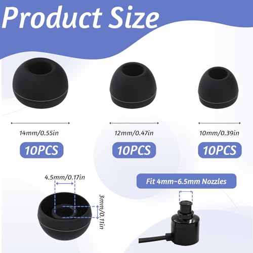 30 Stück Silikon Ersatz Ohrstöpsel, Kopfhörer-Ohrpolster Weiche Aufsätze in Größen S/M/L - Passend für Die Meisten Kopfhörer (Schwarz)