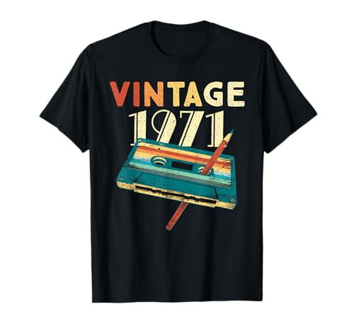 Vintage 1971 Music Cassette 55th Birthday Gifts 55 Years Old T-Shirt