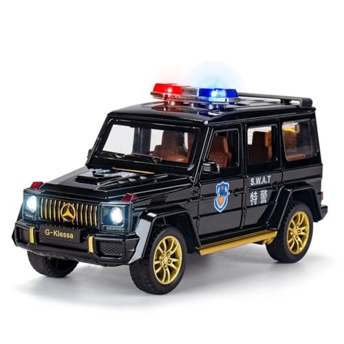 Image of Bebbly 1:24 Scale Big Mercedes Benz G63 Police Toy Car | Metal Pullback Diecast Car for Kids with Openable Doors, Sound, Light Effects Toy for Car Enthusiasts (Color As Per Available),black