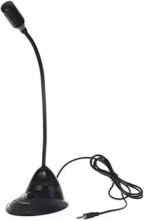 Microfone P2 3,5 mm para computador, mangueira ajustável, microfone para mesa, cancelamento de ruído, plug & play microfone para laptop microfone de 360 graus para gravar jogos, podcasting online (preto)
