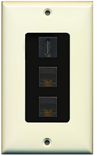RiteAV - 1 Port HDMI 2 Port Cat6 Ethernet Decorative Wall Plate - Light Almond/Black