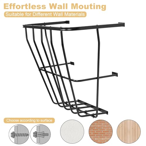 Hay Feeder, 31.5'' Long Horse Goat Hay Rack, 24 Gallon Large Capacity, Heavy Duty Iron Hay Feeder Wall Mount for Horses, Sheep, Goats, Indoor Outdoor Uses, Effortless Installation in Farm, Yield