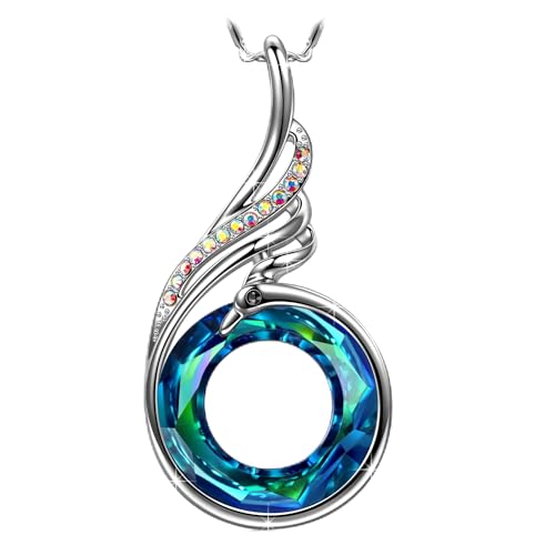 Kate Lynn Jewelry for Women, 925 Sterling Silver Necklaces for Women Nirvana of Phoenix Pendant Made with Crystals from Austria, Symbol of Luck and Renewal, Crystal