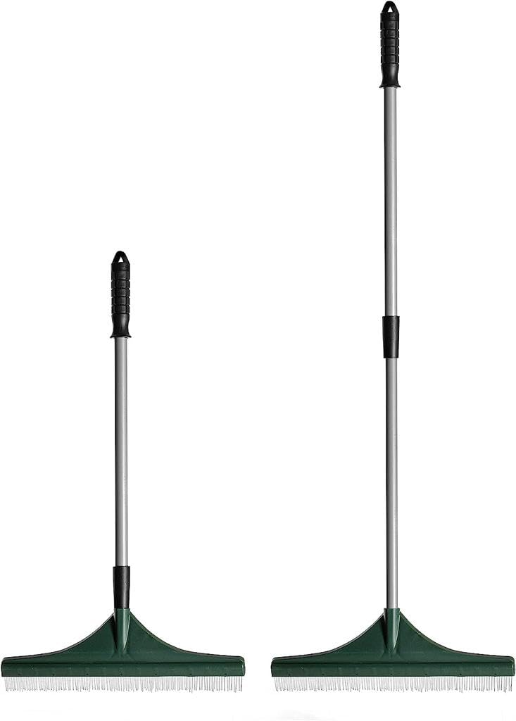 Green Simak Collection Artificial Grass Brush Extendable 80Cm To 130Cm Lawn Rake Artificial Lawn Broom With Soft Nylon Bristles Lightweight Grass Cleaner For Fake Turf Adjustable Steel Telescopic Handle