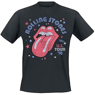 The Rolling Stones US Tour 78 Stars Homme T-Shirt Manches Courtes Noir L - Les Beatles, Paul McCartney, John Lennon, RIngo Starr, George Harrison