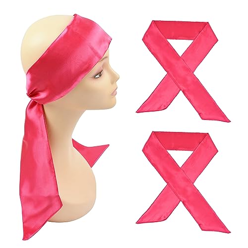 YTBYT Wig Grip Band Soft Satin Scarf Fashion Headbands for Lace Frontal Wigs Fixing Makeup Sports Yoga Facial (2 Pcs, Pink)