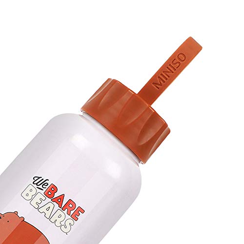 Image of MINISO We Bare Bears Glass Water Bottle Lovely Ideal for School Home Office Travel Sport Yoga Gym, 300ml (Brown)